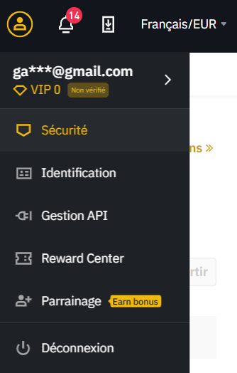 sécurité sur binance pour ajouter la double authentification 2FA