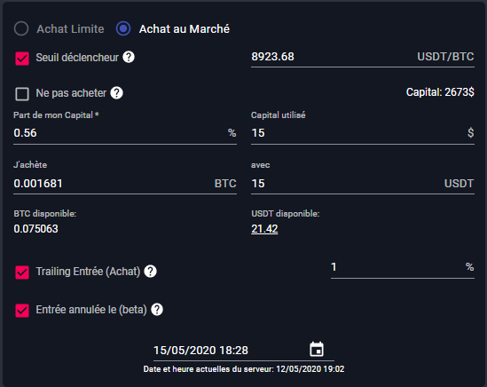 entrée du smart trading