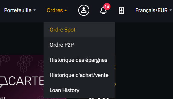 ordre spot binance