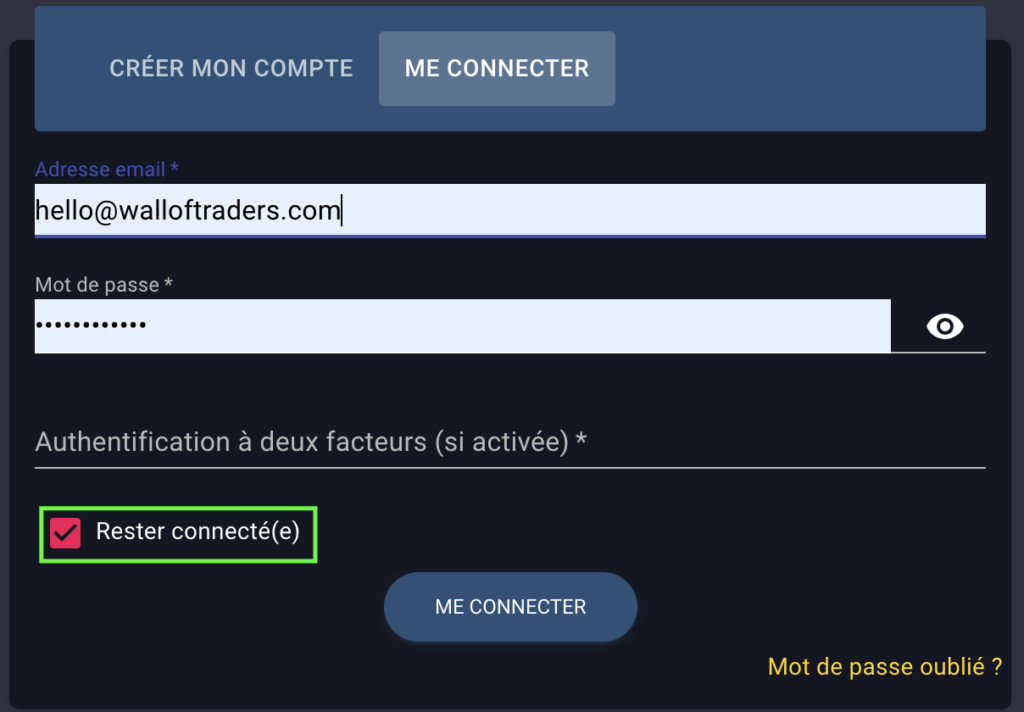 Trading API : créer un compte
