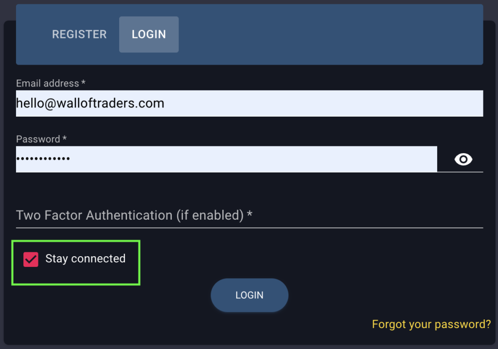 API Trading: create an account